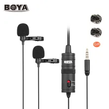 BOYA BY-M1DM 6 м кабель с двумя головками петличный нагрудный клип на микрофон для DSLR Canon Nikon iPhone видеокамеры Запись VS BY-M1