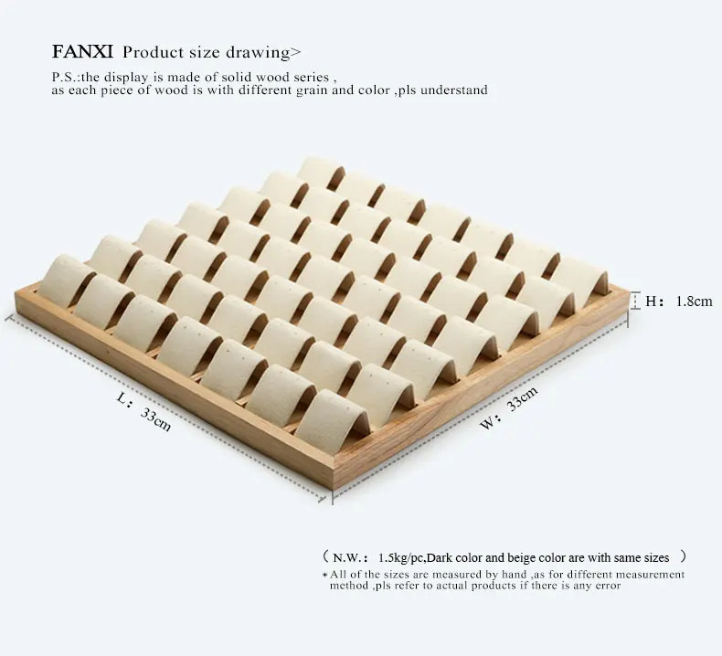 FANXI твердая древесина темно-серый/бежевый Серьги Дисплей лоток с микрофиброй ювелирные изделия дисплей 49 мест уха падение Expositor Организатор
