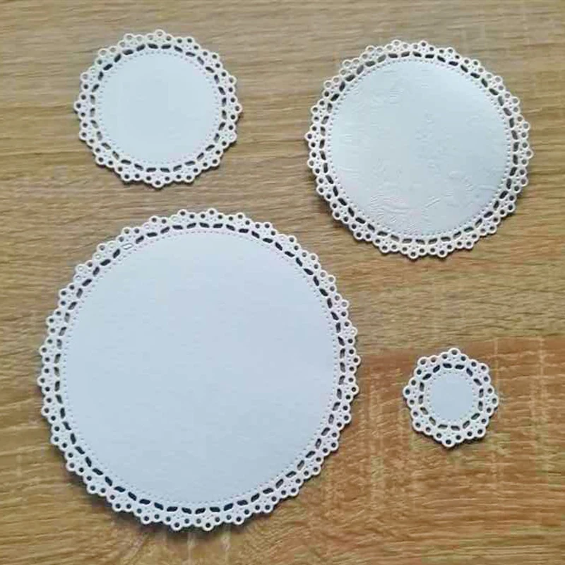 

ForeWan Lace Circle Frame Metal Cutting Dies for Scrapbooking DIY Craft Dies Paper Cards Making Decorative Embossing 108*108MM