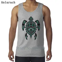 Бирюзовые синие и черные Haida Spirit Sea черепаха жилеты Графический Весенний топ на бретелях для мужчин Хлопковые майки по индивидуальному заказу