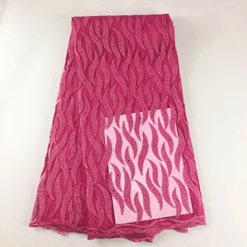 

Hot selling tulle lace fabric african 2019 lace fabric with rhinestones 022 5yards for women dresses