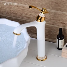 Golden Brass Basin Faucet Chrome Black Faucets White Sink Mixer Tap Vanity Faucet Hot Cold Water Bathroom Faucet Deck Mounted Golden Brass Basin Faucet Chrome Black Faucets White Sink Mixer Tap Vanity Faucet Hot Cold Water Bathroom Faucet Deck Mounted