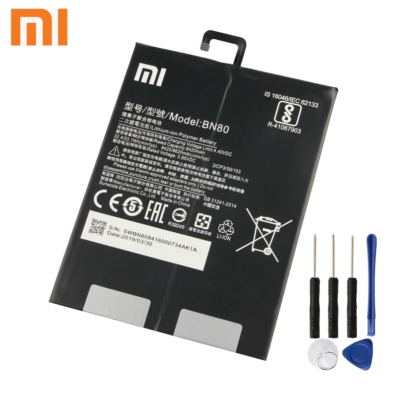 

Xiao Mi Xiaomi BN80 Phone Battery For Xiaomi Pad4 Plus Tablet 4 Pad4 Plus BN80 Original Replacement Battery + Tool