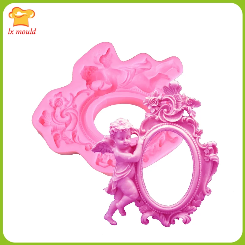 

European large photo frame Angel photo frame fondant silicone mold chocolate mold photo frame