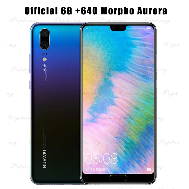 Смартфон huawei P20, Android 8,1, 6 ГБ ОЗУ, 64 ГБ/128 Гб ПЗУ, Kirin 970, Face ID, 5,8 '', полный экран, фронтальная камера EMUI 8,1, 24 МП - Цвет: 6G 64G Morpho Aurora