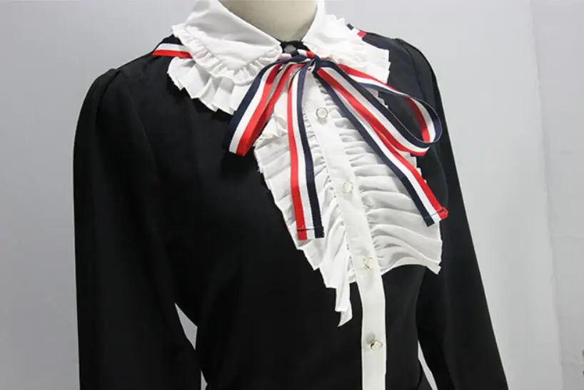 Женский офисный костюм с юбкой в британском стиле элегантная рубашка оборками и