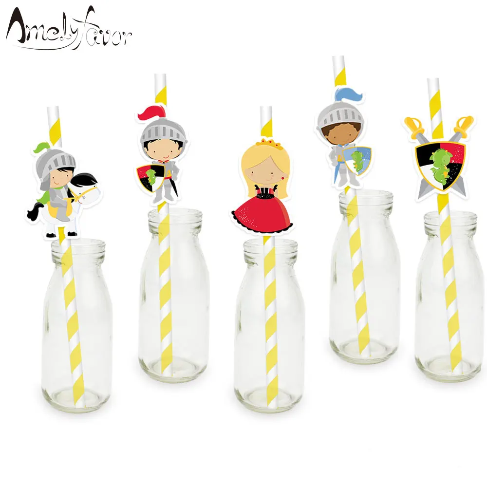 

Princess and Knights Party Straw 25PCS Paper Straws Decoration Party Festive Supplies Paper Drinking Straws Event Supplies