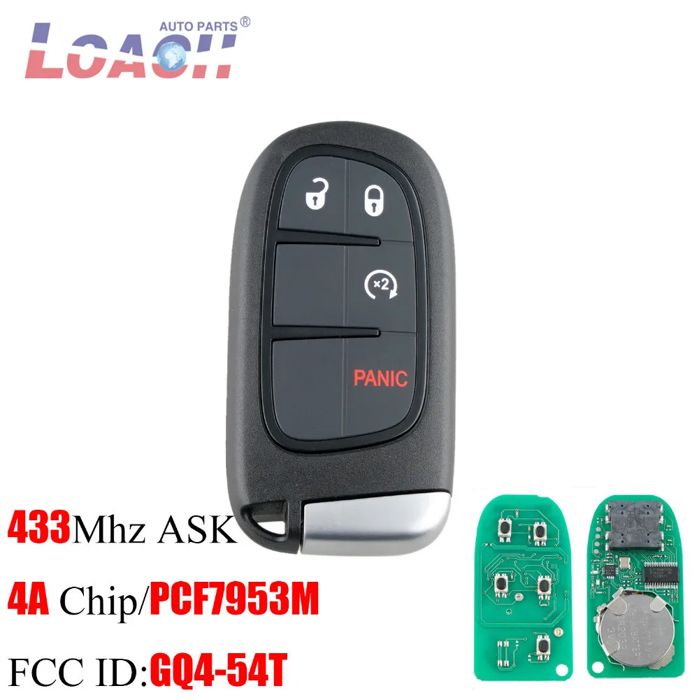 

3+1Buttons Smart Remote Key Keyless Fob For GQ4-54T 433Mhz 4A CHIP/PCF7953M For Cherokee Jeep 2014 2015 2016 2017 No Mark