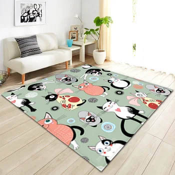

Cartoon Carpet Kid Room Decoration Area Rugs Children Cute Animals Cats Play Mats Pad Soft Flannel Living Room Rug and Carpet