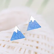 925 пробы серебряные эмалированные треугольные серьги-гвоздики в форме айсберга для женщин, подарок, ювелирные изделия, кулон букле d oreille eh715