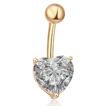 QCOOLJLY Любовь Сердце Кристалл Кольца для пупка Золото Серебро Цвет хирургический пирсинг сексуальные украшения для тела Шарм пупок пирсинг