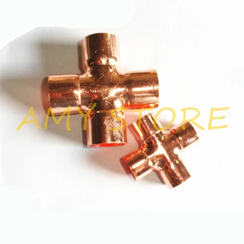 1 Pc 15/16/22mm x 1mm النحاس نهاية تغذية تكافؤ الصليب 4 طرق السباكة الصحية وصلة أنابيب للغاز المياه النفط