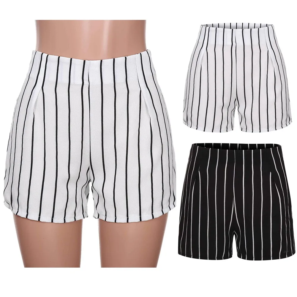 

Womail Women shorts Summer Stripe Print Zipper Casual Hot shorts Lady Summer Shorts Trousers Casual Loose fashion dropship j18