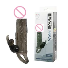 length 5.91″ bigger penis sleeve multi-speed bullet vibrator with ball strap on extender sex toys dildo for brave man
