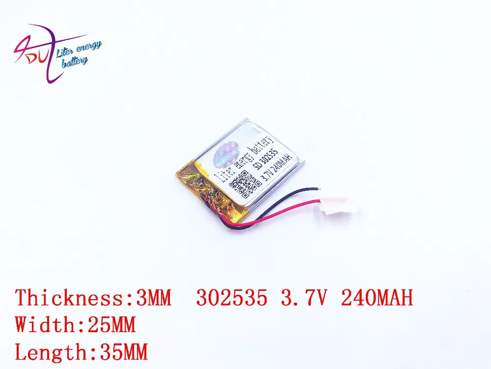 

302535 3.7V 240MAH 032535 PLIB; polymer lithium ion / Li-ion battery for toy,smart watch;GPS,mp3,mp4,cell phone,speaker