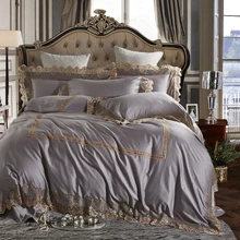 Queen Double/King size постельное белье из египетского хлопка, набор постельного белья и постельных принадлежностей, Роскошный Королевский Серый Розовый цвет, простыня-покрывало