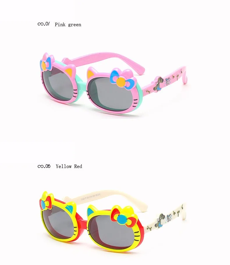 Ralferty, детские милые Солнцезащитные очки с кошачьими ушками, поляризационные, детские, для младенцев, с мультяшным рисунком, TAC TR90, солнцезащитные очки, уличные, Oculos 859
