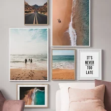 Surf sea Beach Monutain Пейзаж Котировки Wall Art Холст Картины Северные Плакаты И Отпечатки