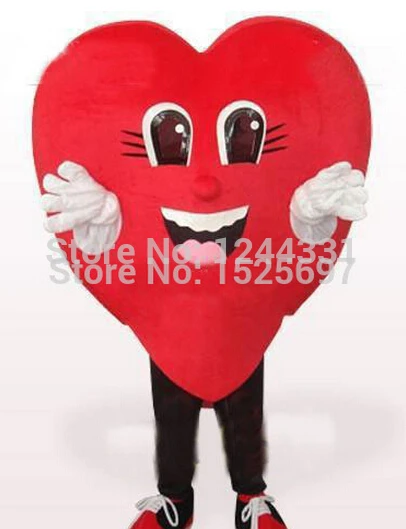 Hot selling 2015 Red Heart Mascot costume Fancy Dress Adult Suit For Halloween EMS Free Shipping | Тематическая одежда и
