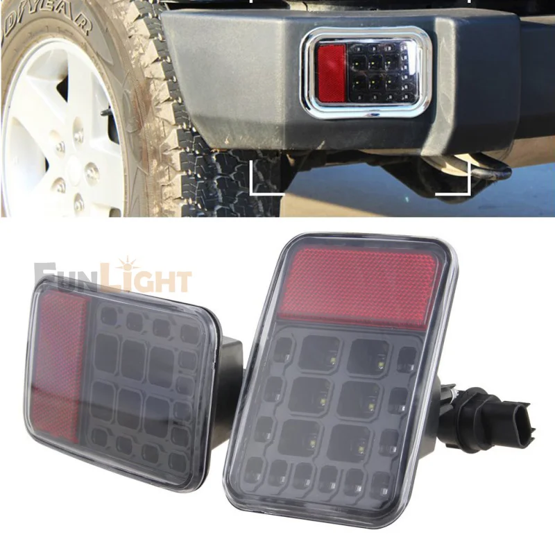 

LED Tail Rear Back Bumper Light Back up Reverse Lights Back Parking Light Brake Light Assembly for Jeep Wrangler JK 2007-15