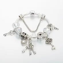 Annapaer 2019 dropshipping moda coração charme pulseiras para feminino presente bloqueio & chave pingente pulseiras pulseiras diy jóias b19026