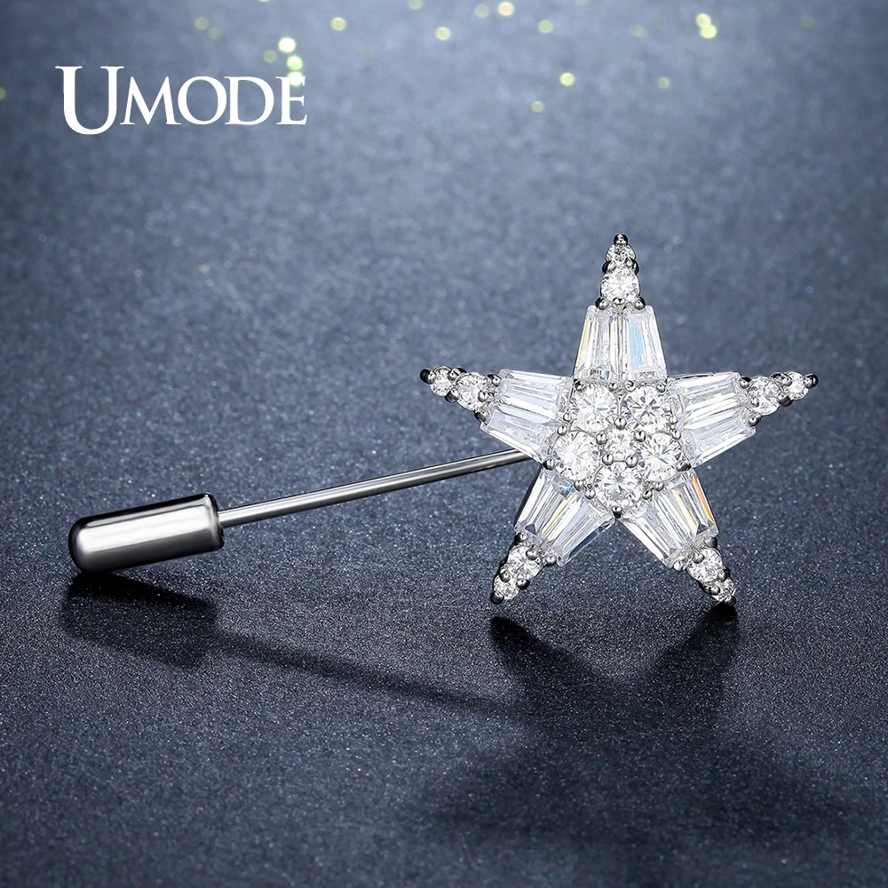 Женская брошка с кристаллами UMODE прозрачная фианитом для свадьбы украшения