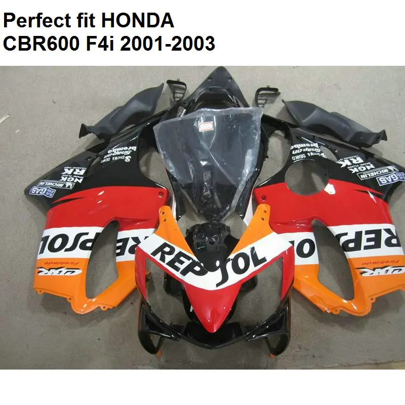 ABS plastic fairing for Honda CBR 600 F4i 01 02 03 orange black fairings kit CBR600 F4i 2001 2002 2003 CV18 ABS plastic fairing for Honda CBR 600 F4i 01 02 03 orange black fairings kit CBR600 F4i 2001 2002 2003 CV18