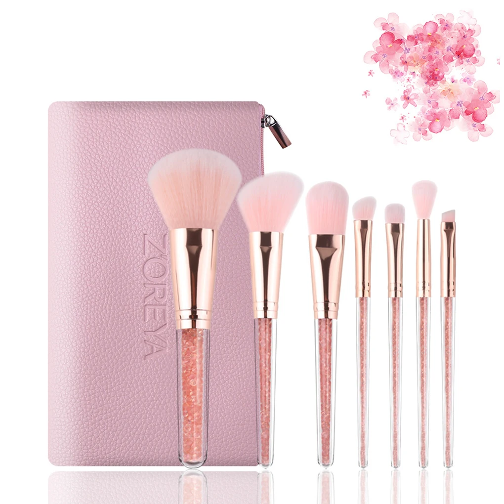 7pcs/set Rhinestone Glitter Crystal Makeup Brush Kit Professional Highlighter Eyebrow Face Concealer Brush