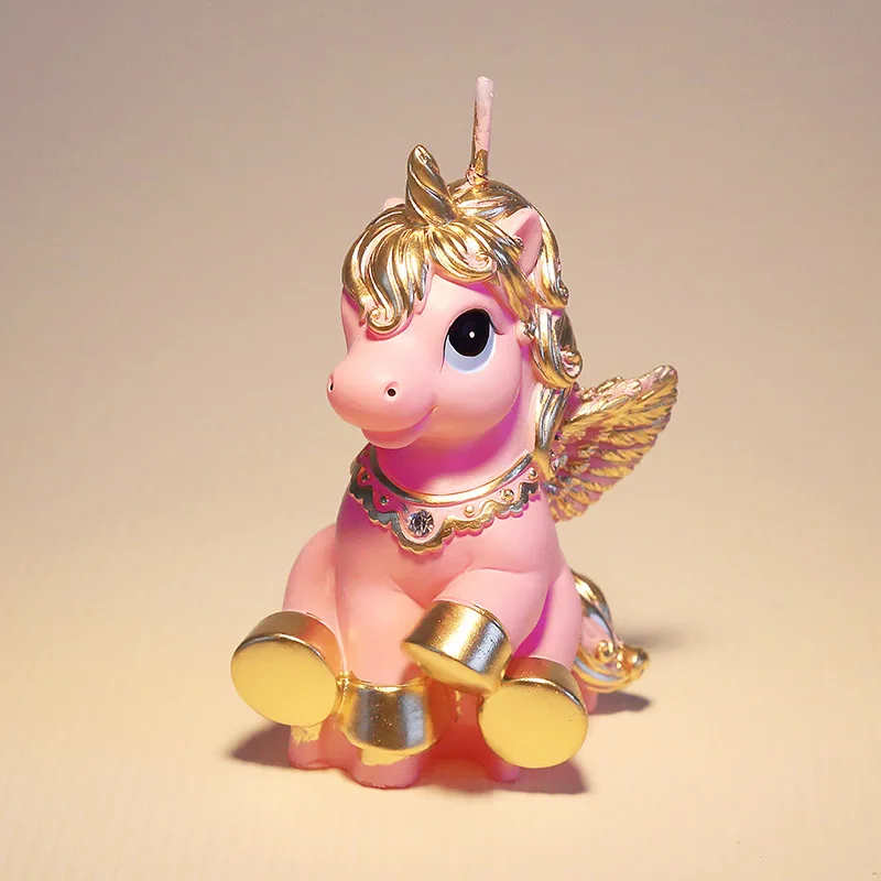 Креативная Милая лошадка, пони, свеча на день рождения для детей, подарок для свадебной вечеринки, Ароматизированная бездымного цвета, ручная работа, розовый Пегас, пони, единорог