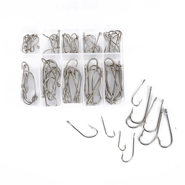 

100 pcs Sales Sea Fly Fishing Hooks Tackle Set With Box 10 Size Fresh Water Selling Wholesale Outdoor