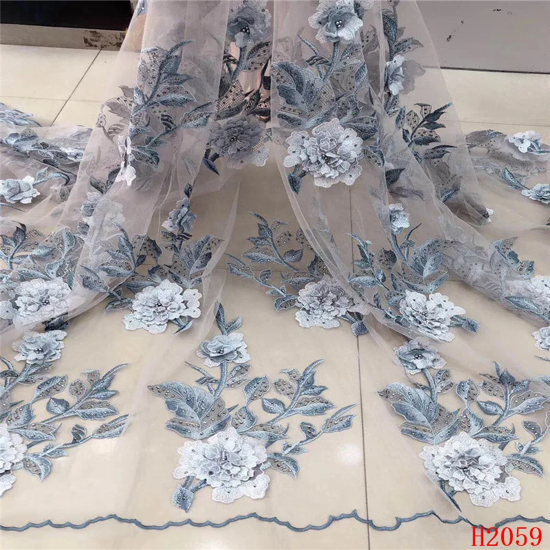 Фиолетовая нигерийская кружевная ткань высокого качества 3d кружевная свадебная ткань Тюлевая ткань с камушками для африканской кружевной ткани HJ2059-1