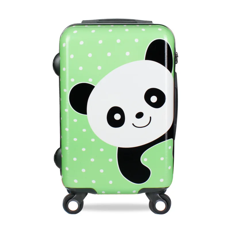 Девушки мультфильм Panda тележка Чемодан 2" 24" Для женщин дорожного чемодана царапинам PC Mute колеса Чемодан - Цвет: Green