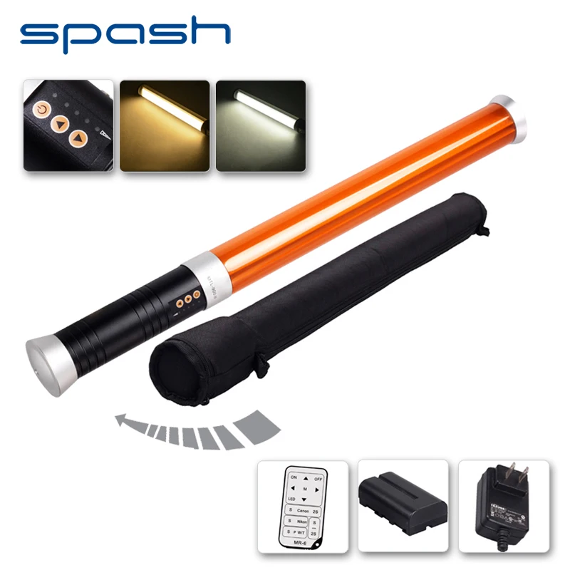 

spash MTL-900 II LED Video Light Portable Handheld Photography Lighting 298 LED 3200K-5600K Magic Tube Light with Remote Control