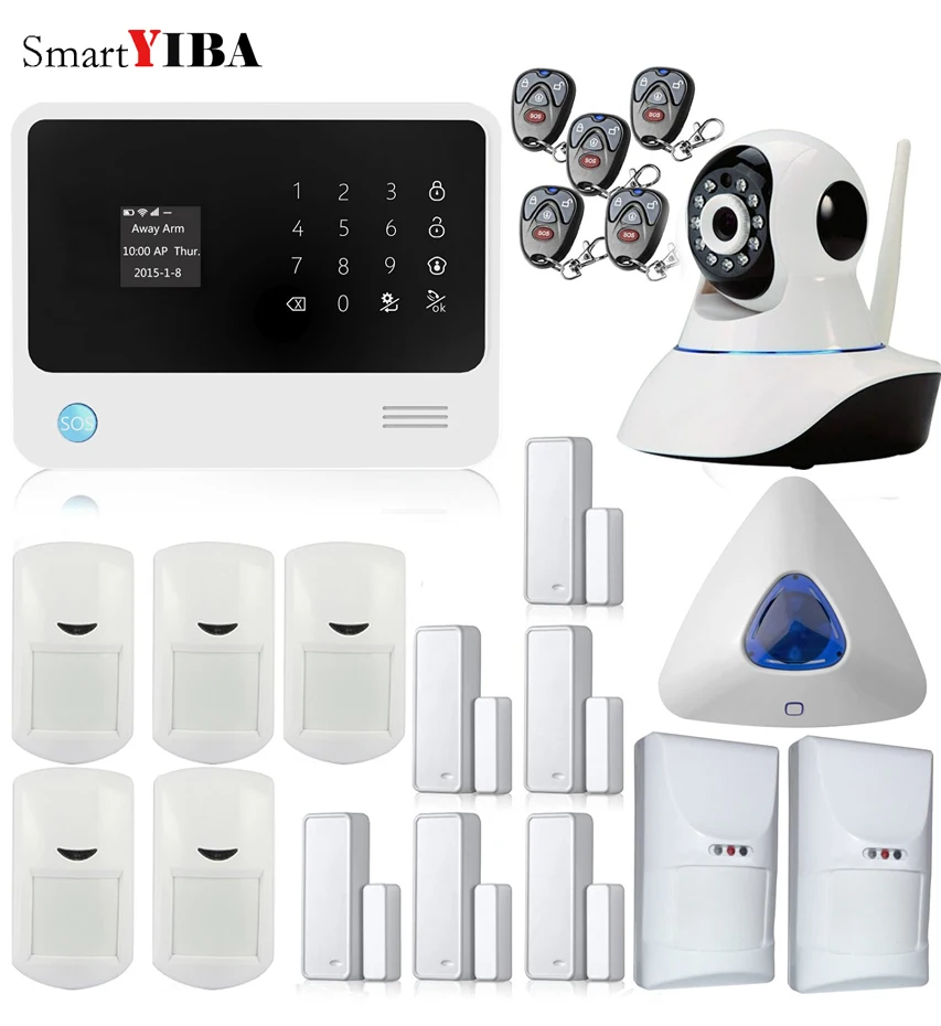 SmartYIBA WIFI GPRS SMS GSM font b Alarm b font Kit APP Control IP Camera Security