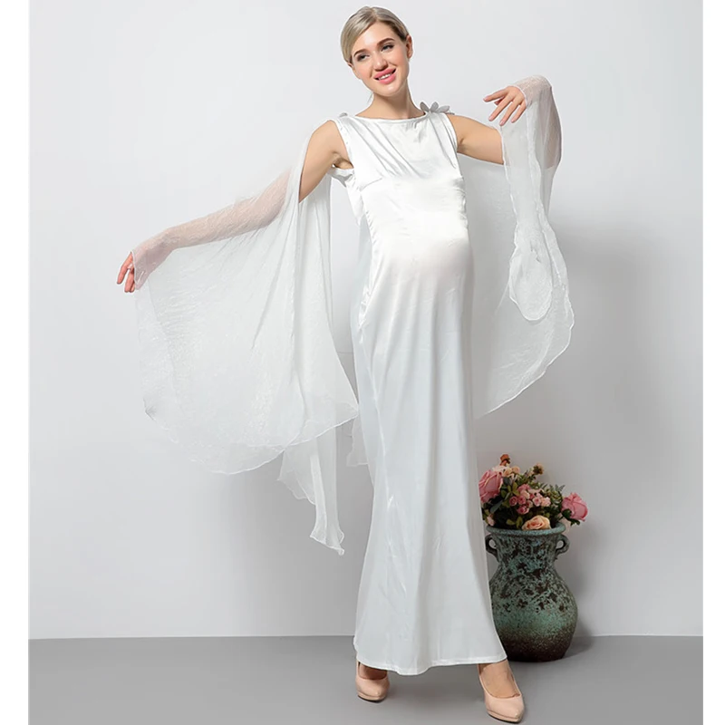 

Maternity Dresses for Baby Showers Maternity Photography Props Long Pregnancy Dress for Photo Shoot White Maternity Gown