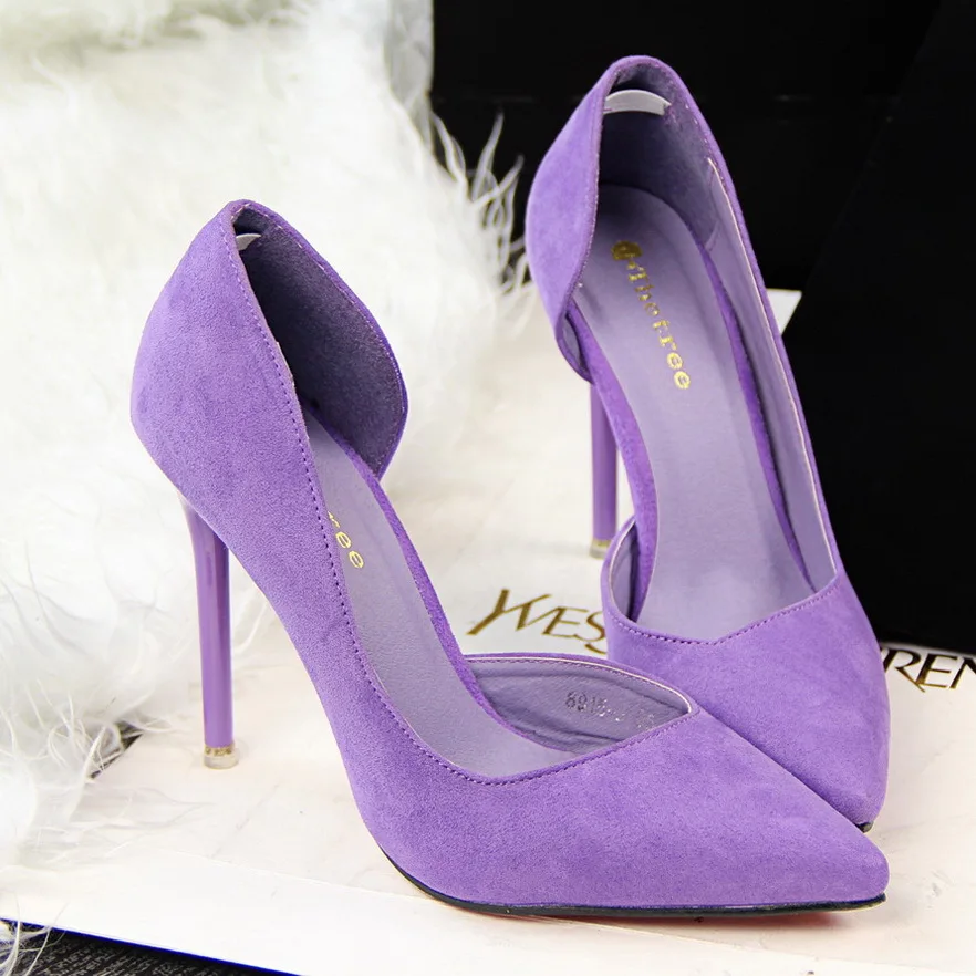 

Ladies Elegant Transparent High Heel Shoe Thin Heels Flock Office & Career Fashion Pumps Pink Women Shoes