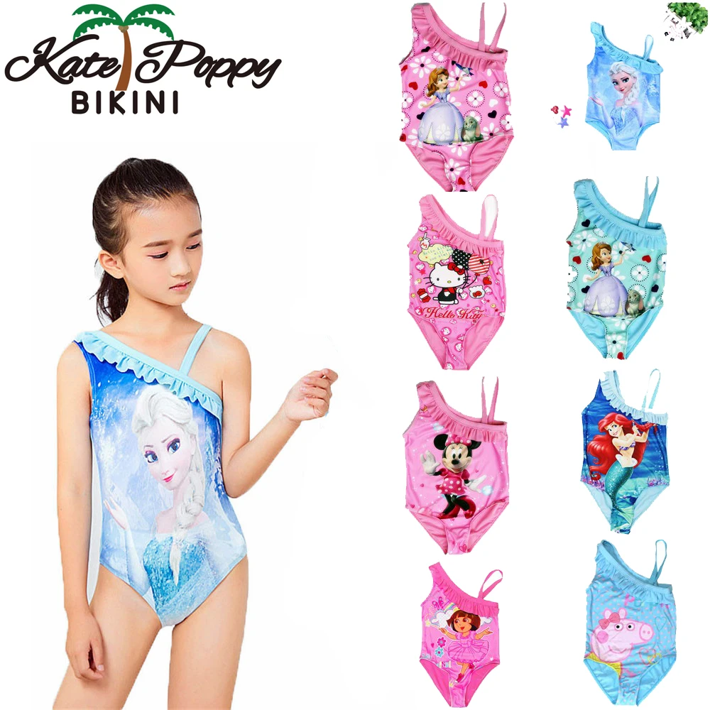 

KatePoppy 2018 Swimsuit Kids Lovely Cartoon Bathing Onepiece Swimsuit Mermaid Tankini Set for 1-7 Years Kids One Piece Swimwear