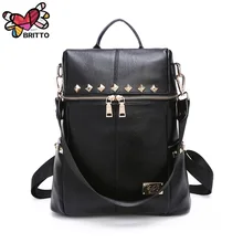Compra BRITTO Mochila 2016 Nuevos Estilo Fresco Negro Cuero de LA PU Mochila Femenina de La Venta Caliente Mujeres bolsa de hombro bolsos de escuela