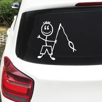 

13.1*12.9CM Personalized Car Stickers Baby Fishing Funny Motorcycle Vinyl Decals Black/Silver HJ-069