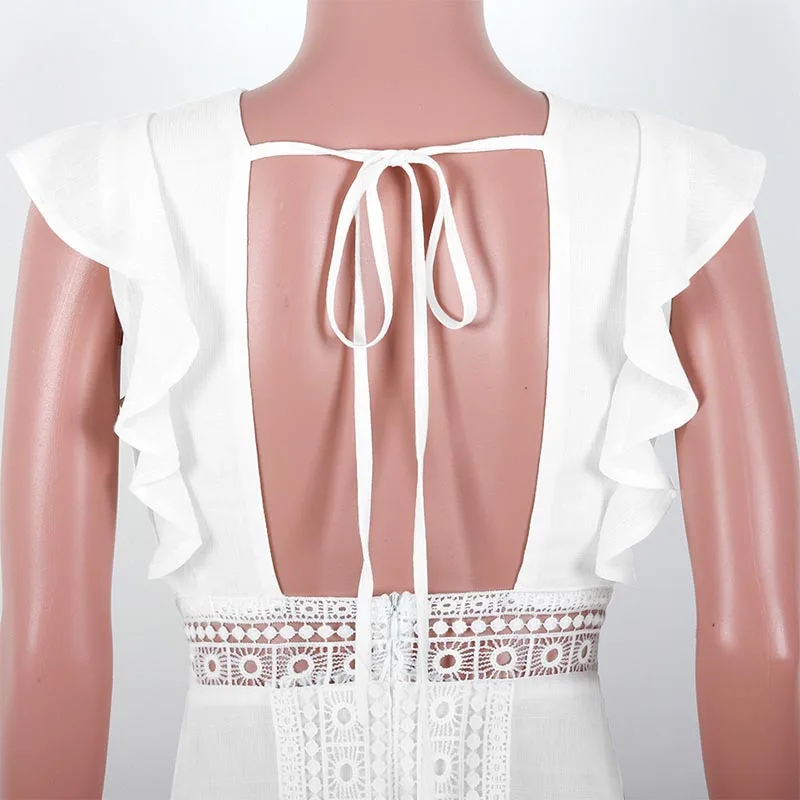 Forefair Summer Dress Ruffle Hollow Out (5)