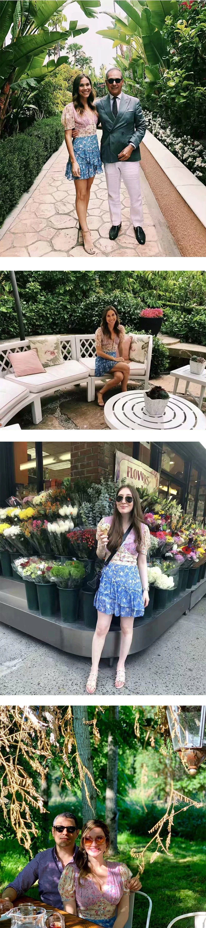 Boho loveshack summer dresses v neck ruffles slim silk-like holiday ins bloggers patchwork special interest mini dress pleated