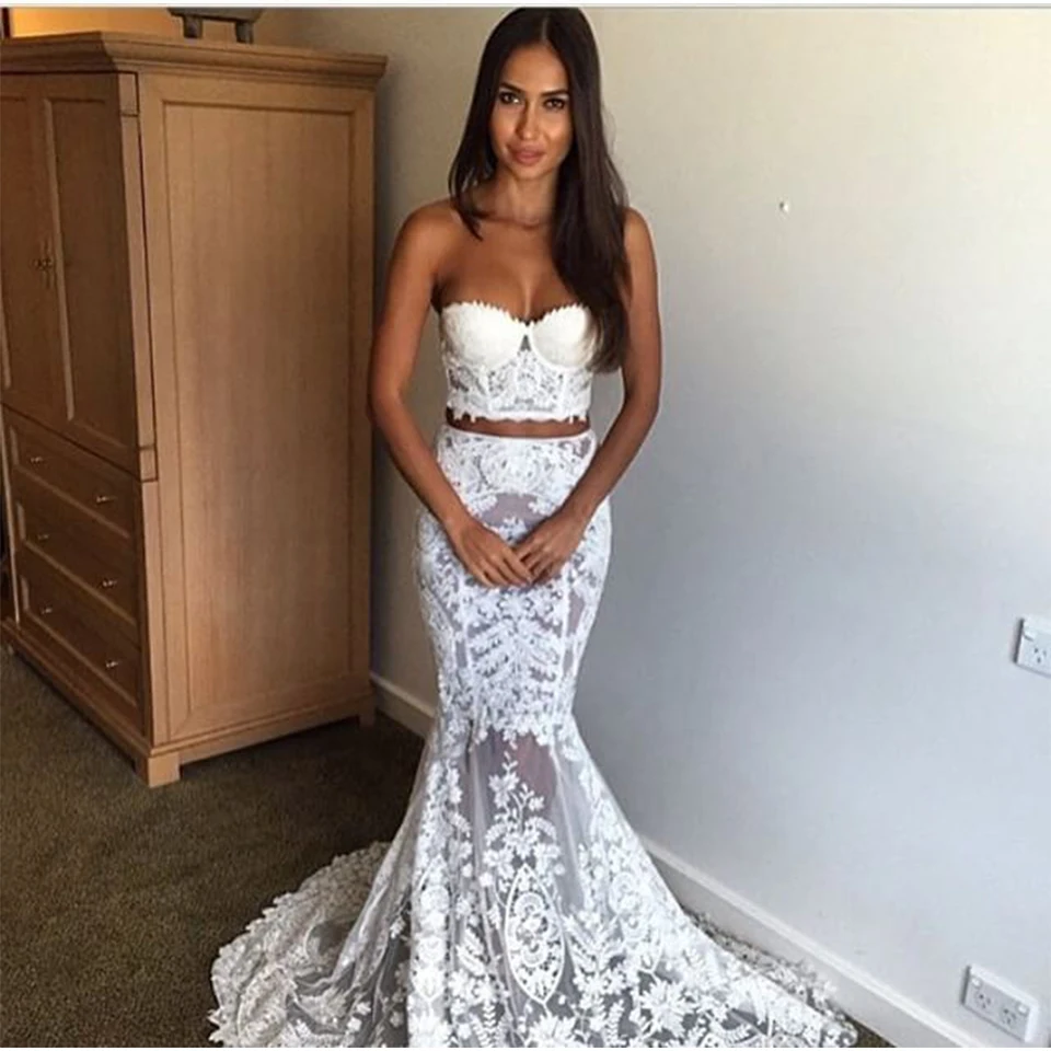 white strapless formal dress