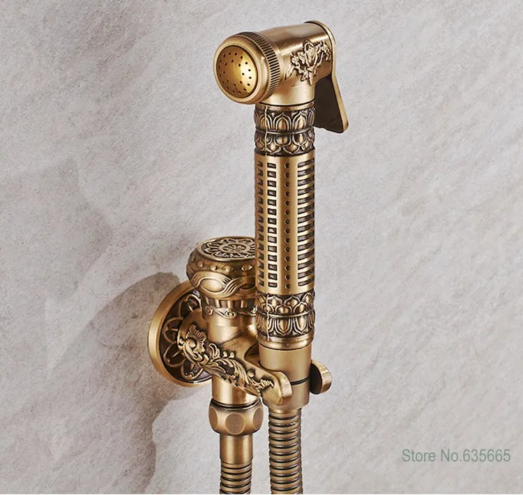 Antique Bathroom Bidet Faucet Set Wall Toilet Spray Gun Sprinkler Head