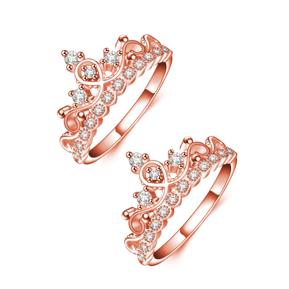 2017 Korean crown female ring personalized luxury crystal zircon ring wedding engagement ring lady