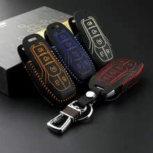 luckeasy case for Ford mustang 2015 2016 f150 limited lincoln mondeo 2013 Genuine Leather Car Key bag wallet holder key cover