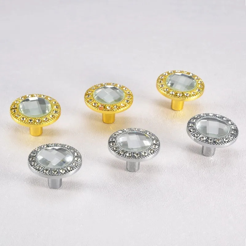 30mm Diamond Shape Crystal Glass Diamond Cabinet Knobs And Handles For Furniture Gold Kitchen Cupboard Door Handles Drawer Pulls