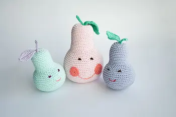 

Crocheted Fruit Rattle Pear choose your color baby shower gift