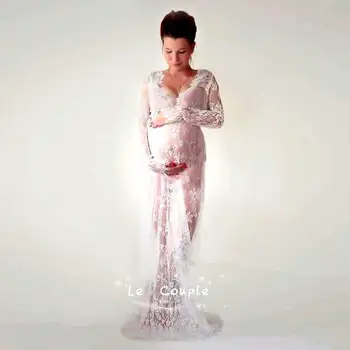 

2019 maternity photography props maxi Maternity gown Lace Maternity Dress Fancy shooting photo summer pregnant dress Large size