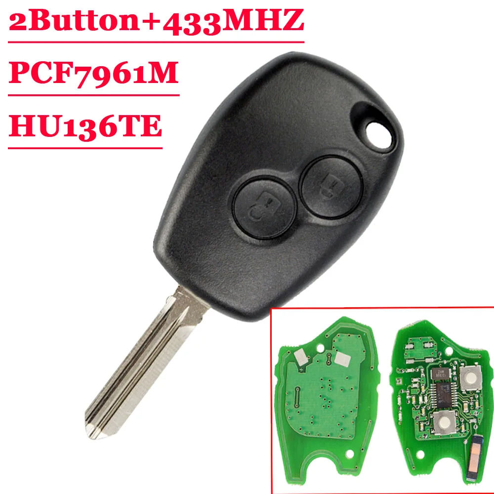 New(1Pcs) 2 Buttons Remote Auto Key 433mhz With PCF7961M HITAG AES Chip