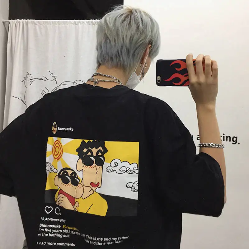 Милая футболка Crayon Shin Chan, летняя забавная футболка, летняя одежда с короткими рукавами для мальчиков, футболка, милые футболки, уличная одежда